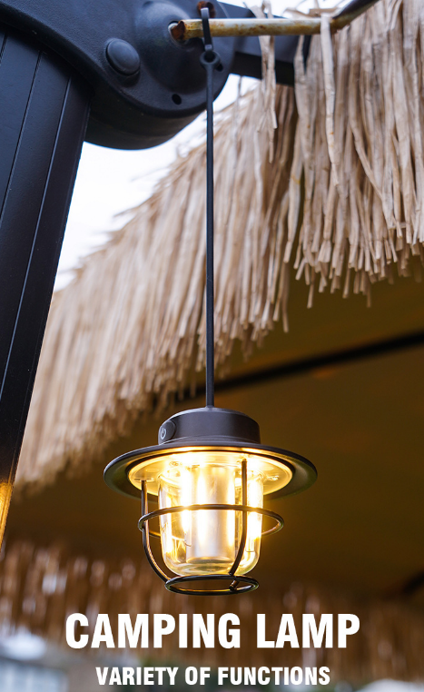 Retro LED Camping Lantern Rechargeable Pinecone Light Dimmable 4 Modes IPX4 Waterproof Hanging Tent Lamp for Outdoor Hiking Fishing Khaki