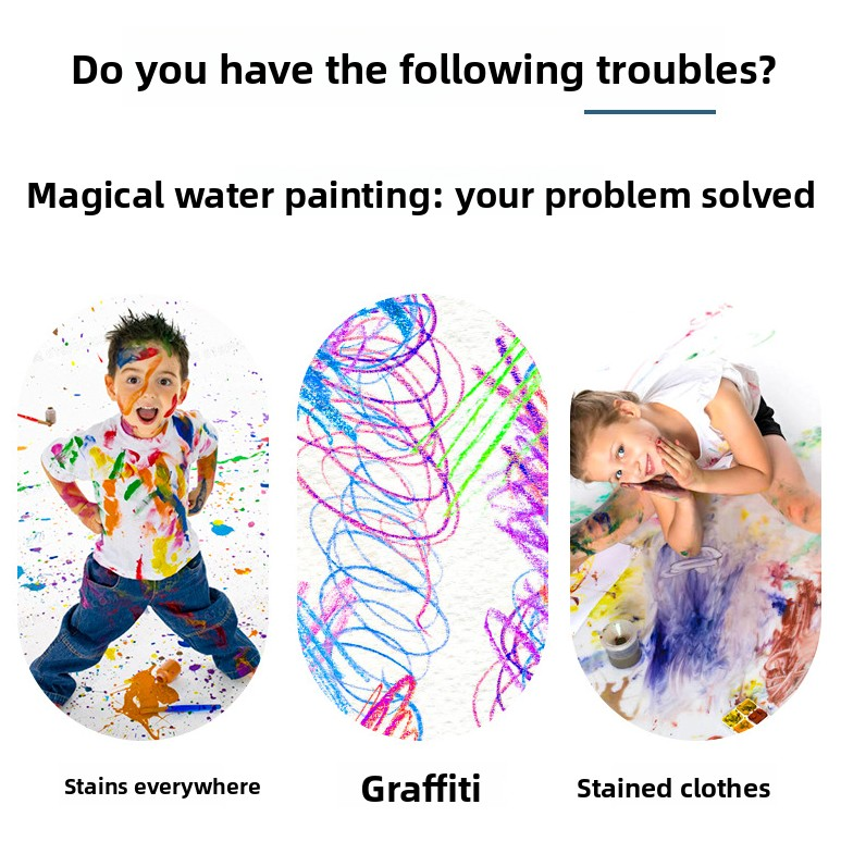 2 PCS Magic Water Colouring Book Reusable Mess Free Painting Set Underwater Ocean and Train Themes with Refillable Water Pens for Kids Travel Activity