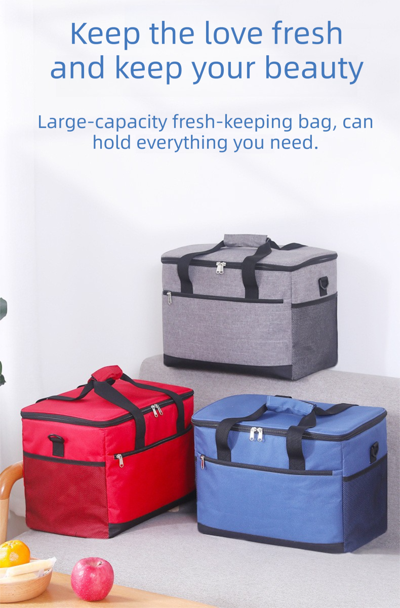 Large 18L Insulated Cooler Bag - Leakproof Thermal Lunch Tote with Shoulder Strap - Heavy Duty Beige Picnic Box for Beach, Camping & Work