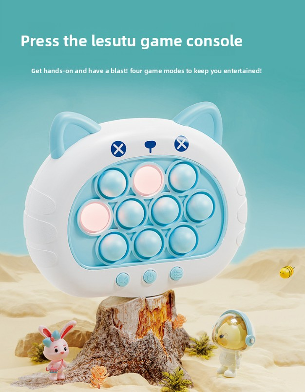 Electronic Fast Push Pop Game - Brown Deer Fidget Console with Lights & Sound - 4 Modes Memory & Speed Challenge - Interactive Sensory Toy for Kids 3+ & Travel