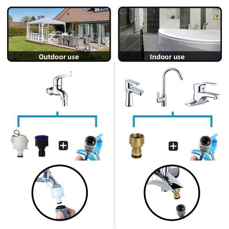 2-in-1 Pet Bathing Tool & Massager - Handheld Silicone Shower Sprayer Scrubber for Dogs & Cats - 2.2m Hose with Indoor & Outdoor Tap Adapters - Blue Grooming Kit