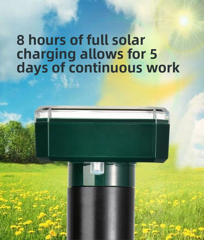 Solar-Powered Sonic Snake and Rodent Repeller Ground Stake - Outdoor Waterproof Ground Vibration Pest Deterrent Device - Ultrasonic Control for Moles, Voles, and House Mice - Garden Lawn Protection - Green Circular Top Model