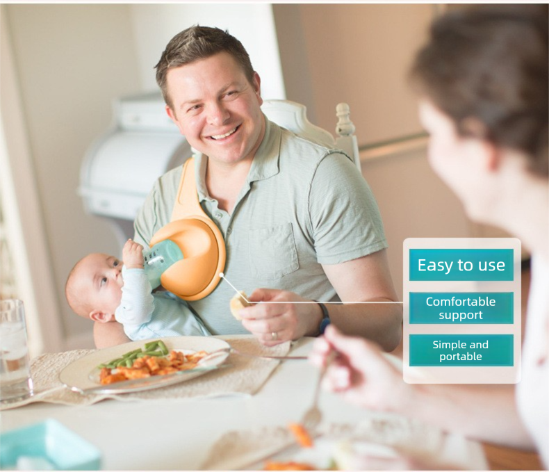 Hands-Free Baby Bottle Holder - Shoulder Mounted Feeding Aid for Parents - Anti-Slip & Adjustable Design - Fits Most Standard Bottles - Orange