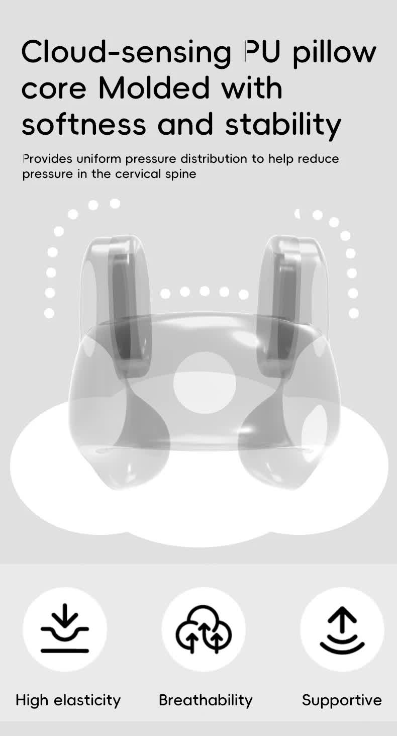 Smart 4-in-1 Travel Neck Pillow with ANC Headphones - Heated Vibration Massage & Bluetooth Audio - Memory Foam Support for Planes & Home - Beige