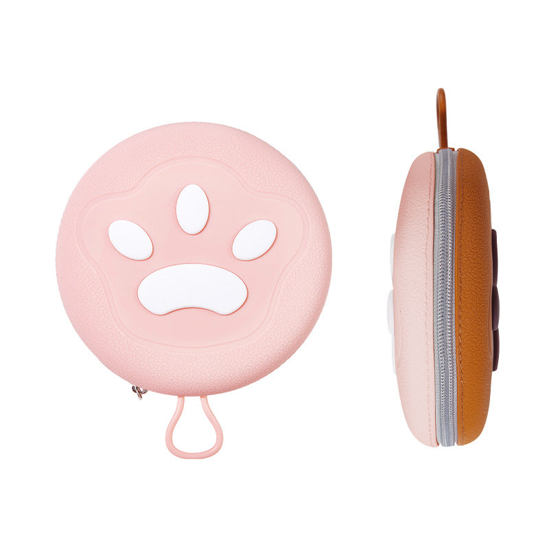 Portable Silicone Double Pet Bowl - Collapsible Travel Dog Feeder for Food & Water - 2 x 450ml Capacity with Zipper Case - Brown & Pink