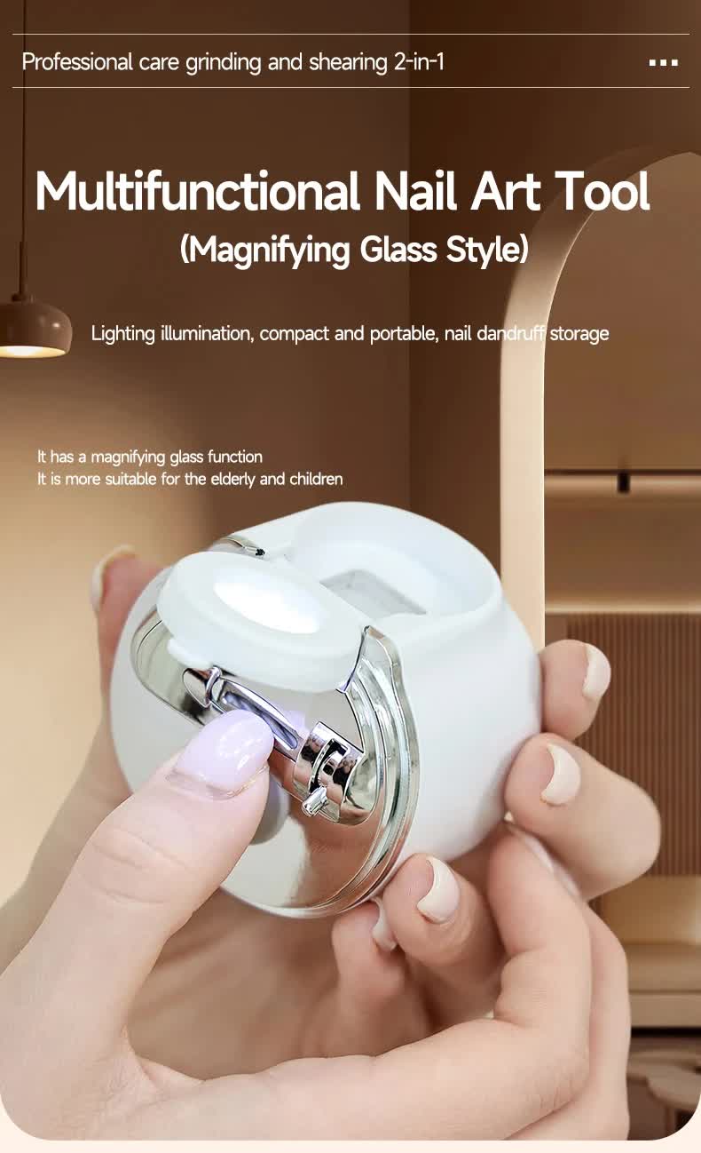 2-in-1 Electric Nail Clipper with Magnifying Glass & LED Light - Automatic Nail Trimmer & Polisher for Babies, Seniors & Adults - Safe USB Rechargeable Manicure Tool with Debris Storage - Pink