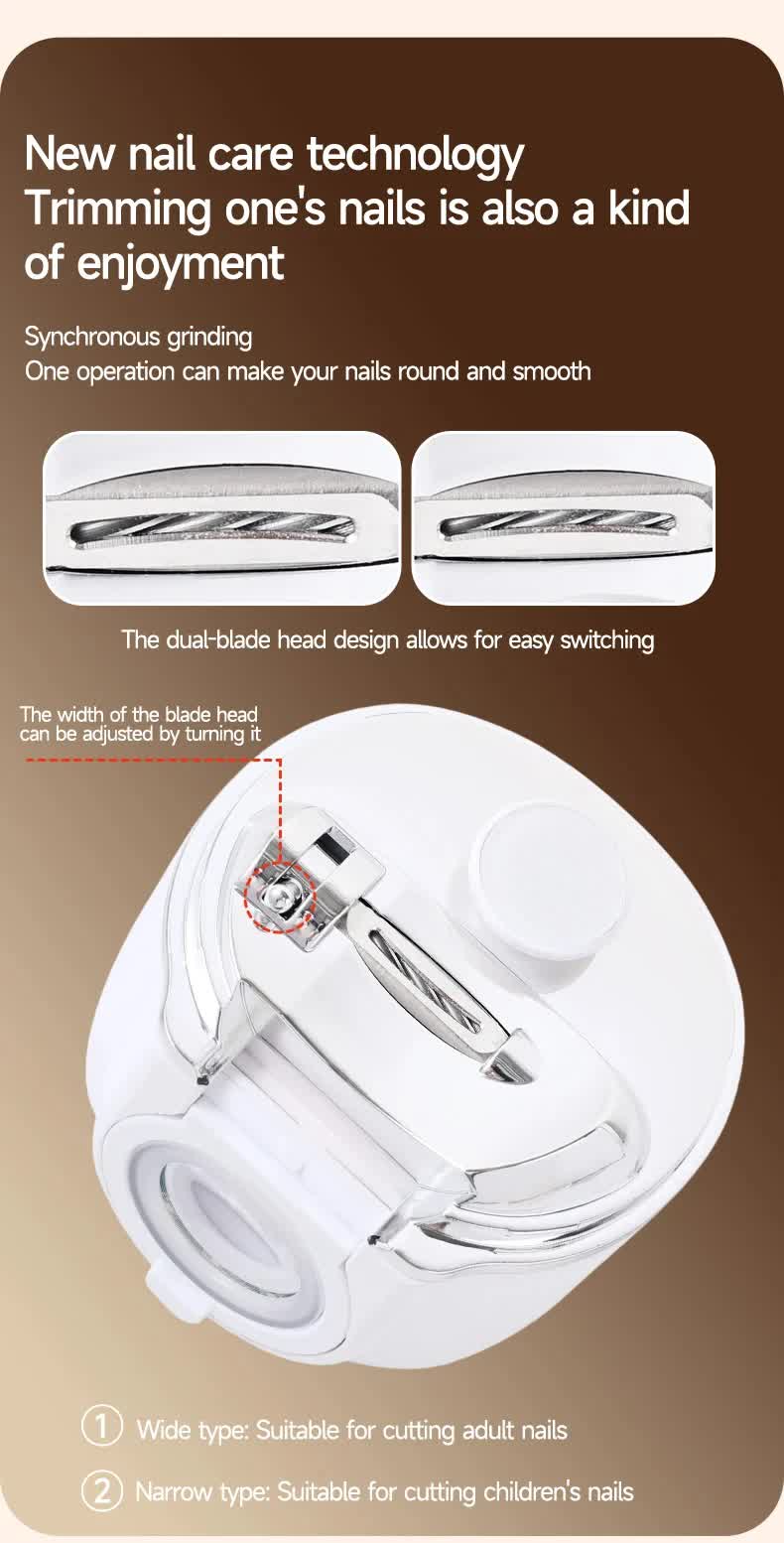 2-in-1 Electric Nail Clipper with Magnifying Glass & LED Light - Automatic Nail Trimmer & Polisher for Babies, Seniors & Adults - Safe USB Rechargeable Manicure Tool with Debris Storage - Black