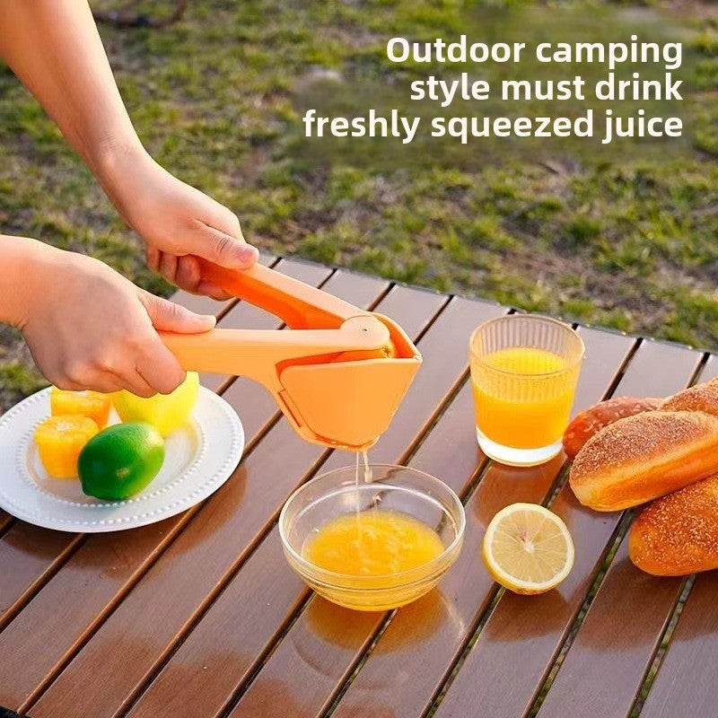 Foldable Manual Lemon Squeezer & Citrus Juicer - Portable Handheld Fruit Press for Fresh Orange & Lime Juice - Space Saving Kitchen Tool - Yellow