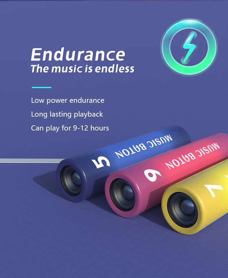 Portable Handheld Bluetooth Speaker & Power Bank 2-in-1 - Wireless Music Baton for Running, Cycling & Camping - FM Radio, TF Card & Voice Recorder - Red