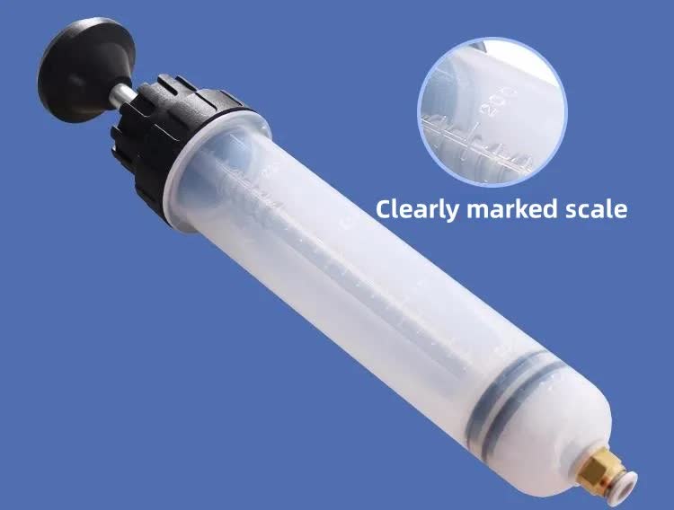 200ml Fluid Extractor & Transfer Pump - Manual Oil Syringe with Extension Tubes for Automotive Brake, Gear & Power Steering Fluids - Heavy Duty Suction Tool