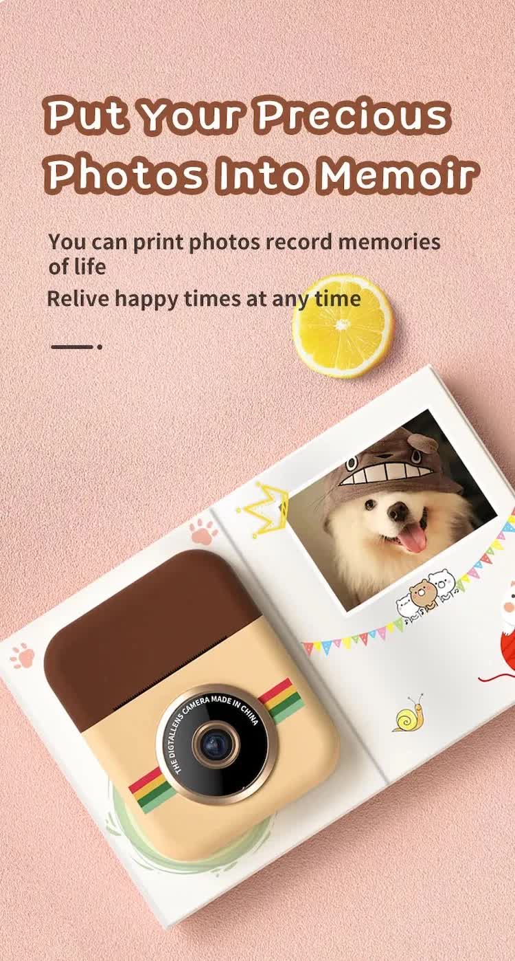 Kids Instant Print Camera with 3 Paper Rolls - Zero Ink Thermal Digital Camera & Video Recorder - 1080P Dual Lens Selfie Toy for Boys & Girls - Purple