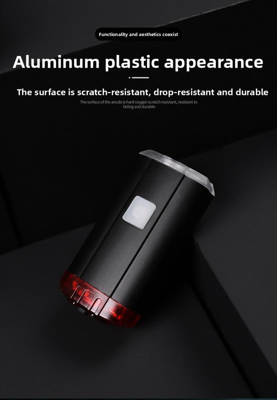 USB Rechargeable Mini Bike Light Front & Rear Combo - 150 Lumen LED High Brightness Safety Lamp for Cycling - IPX8 Waterproof Aluminium Helmet & Handlebar Light - Black