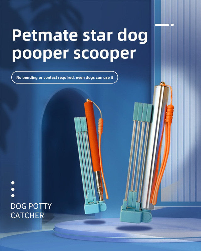 Portable Telescopic Dog Poop Scooper Large Size No Touch Waste Collector with Extendable Handle for Medium to Large Dogs over 15kg