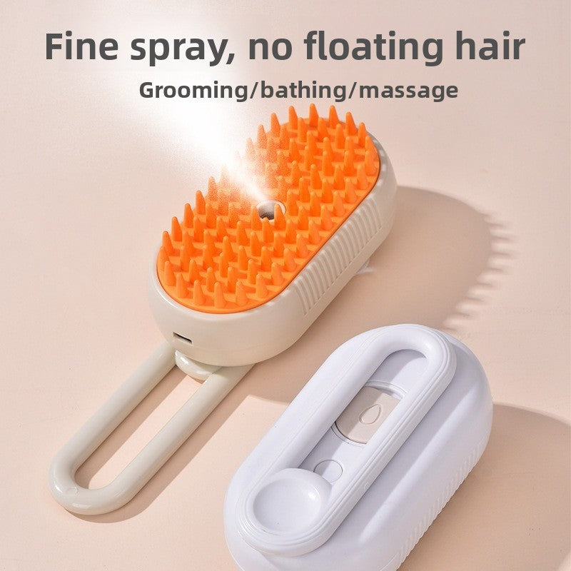3 in 1 Electric Pet Spray Comb with Rotatable Handle Anti Static Grooming Brush for Cats and Dogs Massage Deshedding Tool White