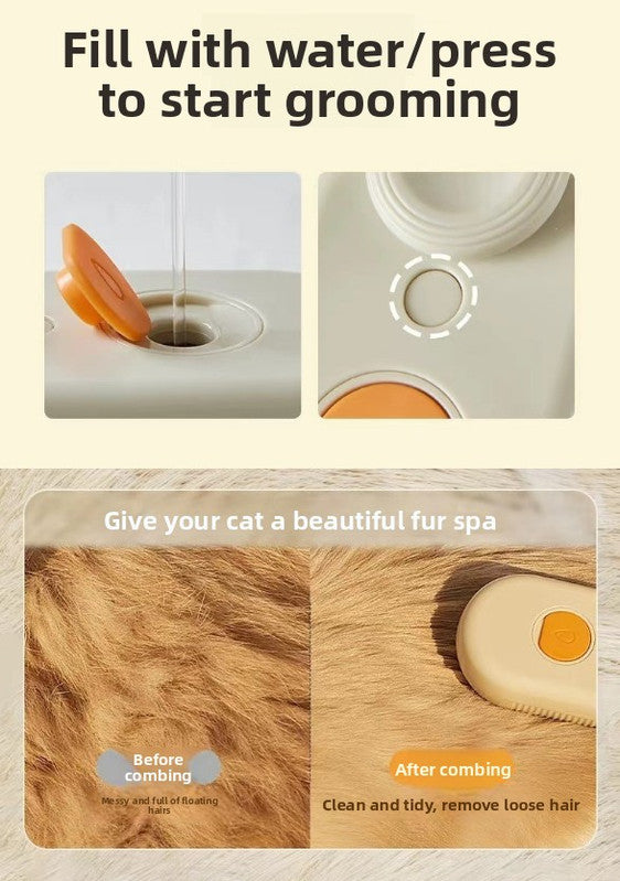 3 in 1 Electric Pet Spray Comb with Rotatable Handle Anti Static Grooming Brush for Cats and Dogs Massage Deshedding Tool White