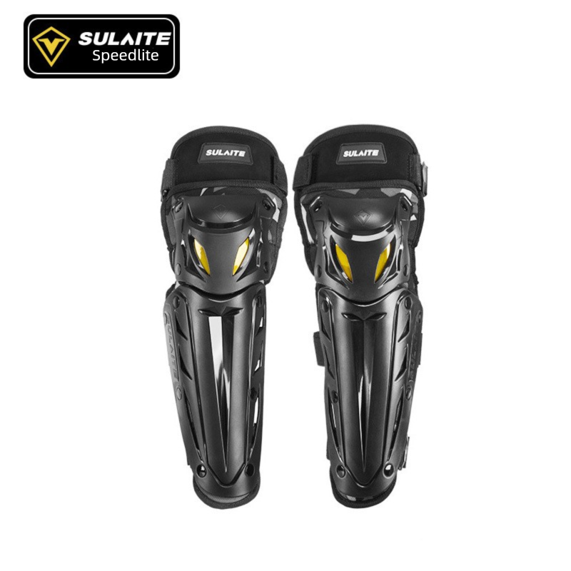 Motorcycle Knee Pads Shin Guards Long PP Shell Protective Gear for Motocross Dirt Bike Racing Quick Release Adjustable Side Protection Black