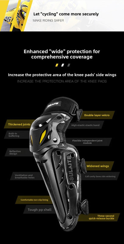 SULAITE CE Level 1 Certified Motorcycle Knee Pads Long Shin Guards Silver Hard Shell Armour Quick Release Adjustable for Motocross Dirt Bike