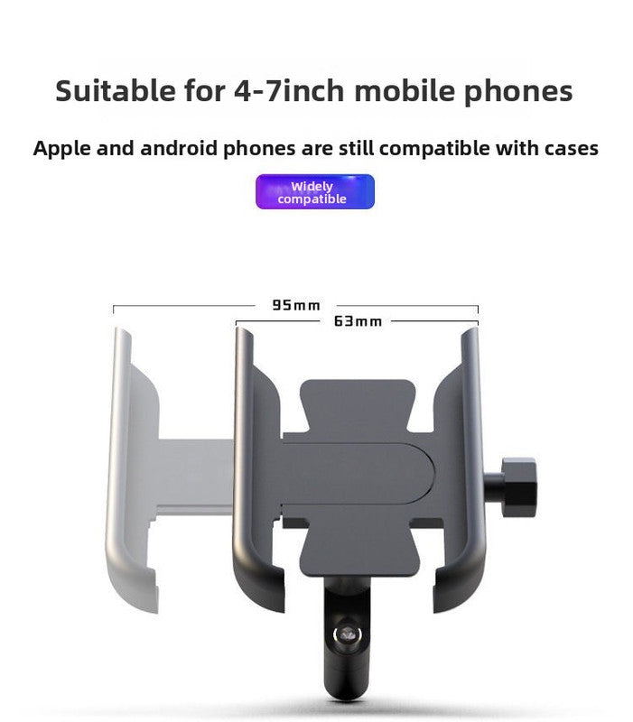Universal Aluminium Motorcycle Phone Holder Handlebar Mount 360 Rotation Anti-Shake CNC Metal for Bike Scooter 4-7 Inch Phones Black