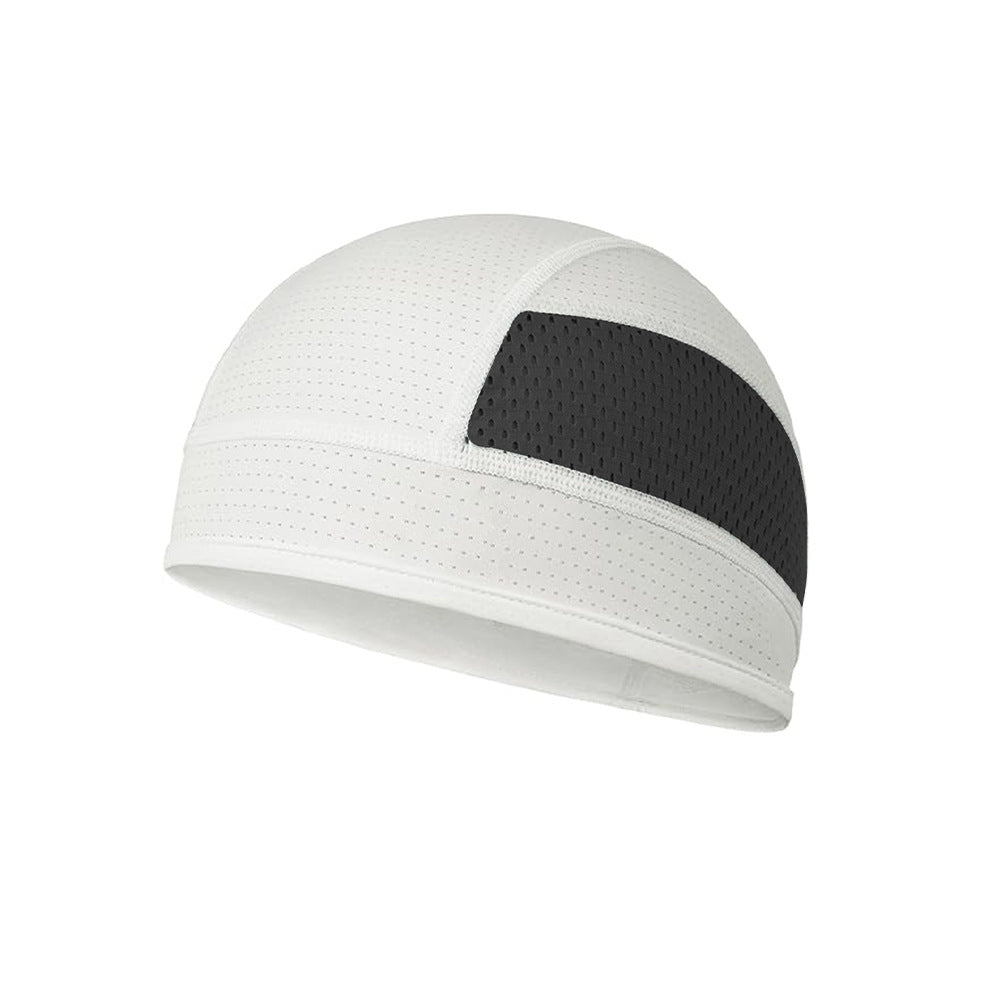 Cooling Mesh Skull Cap Helmet Liner Sweat Wicking Quick Dry Beanie White for Cycling Motorbike Running Hard Hat One Size