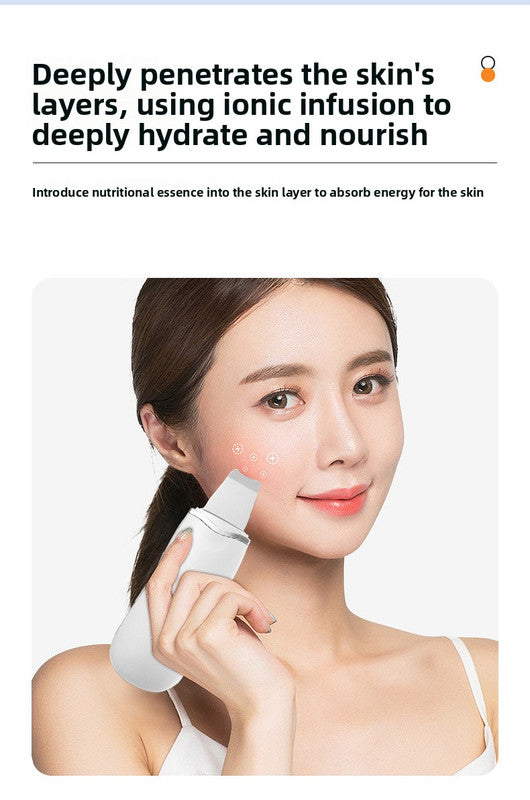 Ultrasonic Skin Scrubber Facial Spatula Blackhead Remover & Pore Cleaner with Ion EMS Lifting Mode Rechargeable Beauty Tool Pink