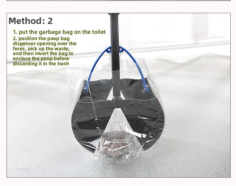 Large Foldable Pet Pooper Scooper 60cm Long Handle Dog Waste Picker Jaw Clamp with Bone Dispenser & Bags Blue