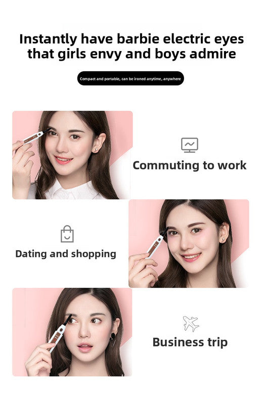 Heated Eyelash Curler Rechargeable Electric Lash Curler with LCD Display 2 Temperature Modes Fast Heating Long Lasting Natural Curl Tool Black