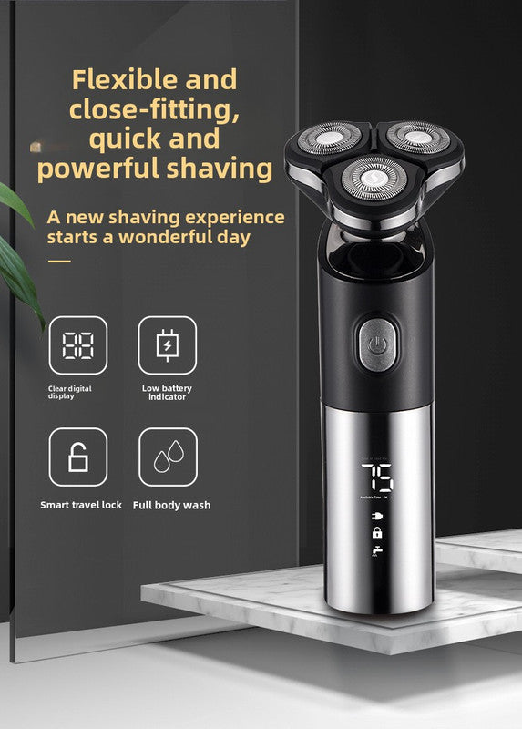 Electric Shaver for Men 3D Rotary Razor Wet and Dry Waterproof USB Rechargeable LED Display Travel Lock Gift Box Red