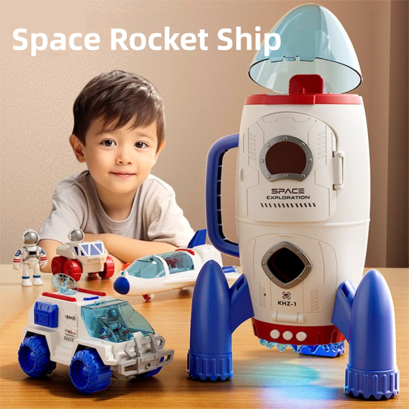 Educational Space Rocket & Astronaut Playset for Boys - Spaceship Model with Lights & Sounds, Assembly Feature, Great Birthday Gift
