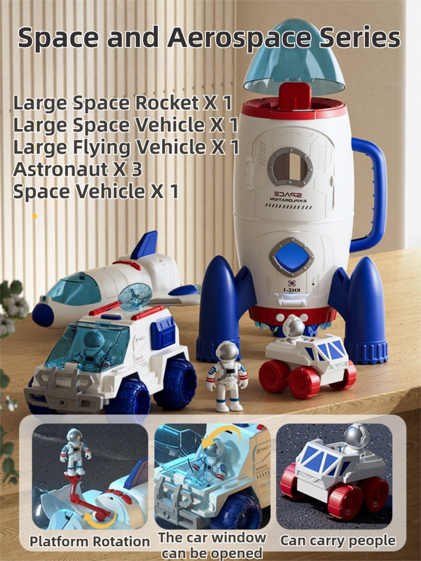 Educational Space Rocket & Astronaut Playset for Boys - Spaceship Model with Lights & Sounds, Assembly Feature, Great Birthday Gift