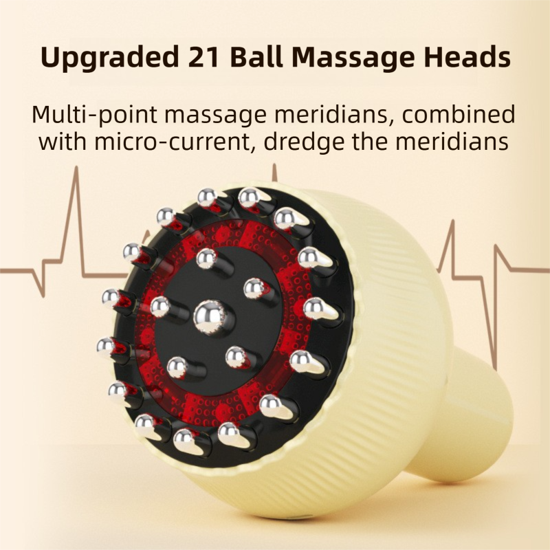 2-in-1 Portable Electric Gua Sha Meridian Massager Tool - 9-Gear Vibration & Soothing Heat Therapy with Red Light Heat and Magnetic Wave