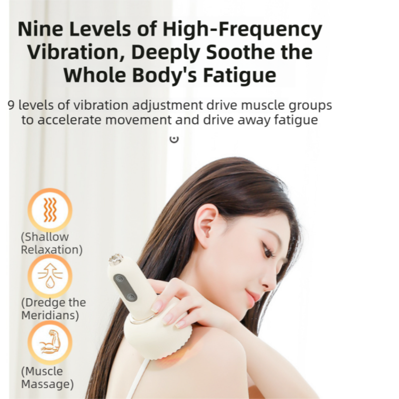 2-in-1 Portable Electric Gua Sha Meridian Massager Tool - 9-Gear Vibration & Soothing Heat Therapy with Red Light Heat and Magnetic Wave