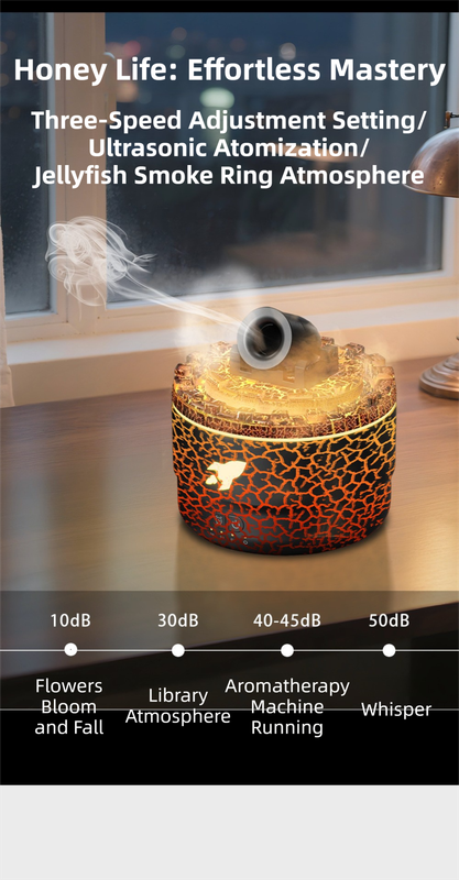 167 White Simulation Volcano Diffuser & Humidifier - Smart Timer Ultrasonic Mister with Volcano Lava Crack Shell and Colorful Light