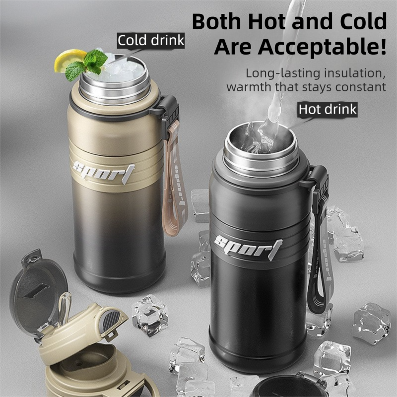 2-Pack Brown 680ml Large Capacity Sports Insulated Tumbler - 316 Stainless Steel Straw Water Bottle, Dual-Use Lid for Travel & Outdoors