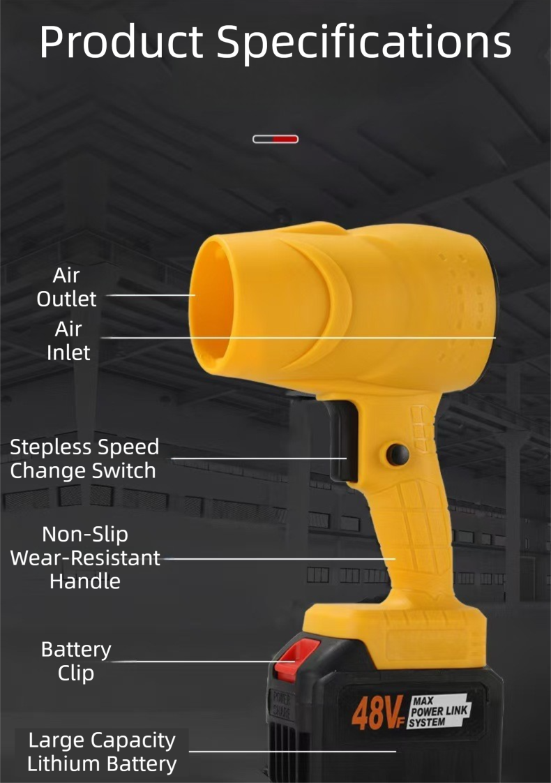 Red Ultra-High Power Cordless Turbine Air Blower With Lithium Battery & Australian Plug Kit - 30,000 RPM High Velocity and Lightweight Operation for Leaf Blowing, Snow Removal & Multi-Use