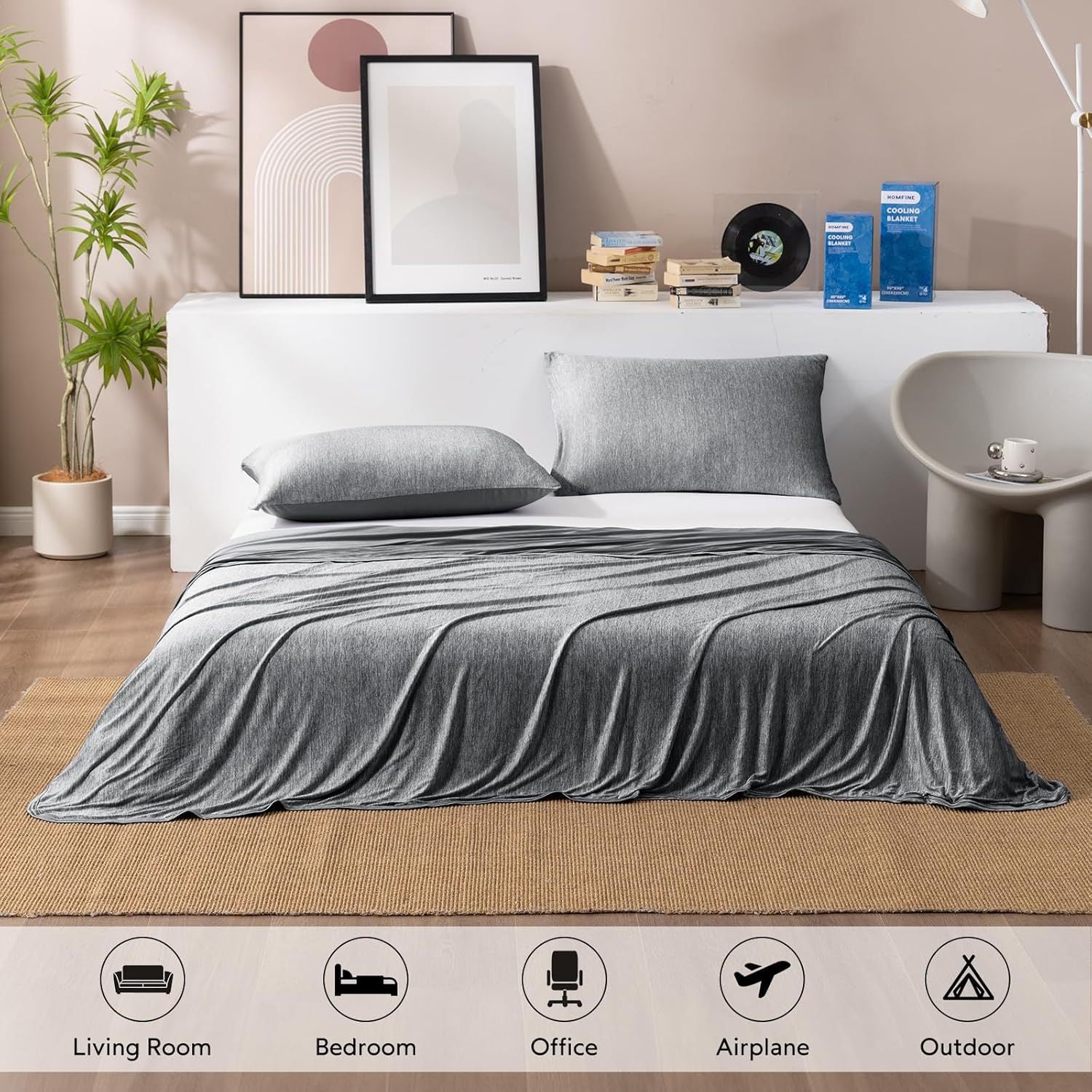 Pink Queen Size 200x150CM Cooling Blanket for Hot Sleepers - Lightweight Breathable All-Season Throw, Hand / Machine Washable