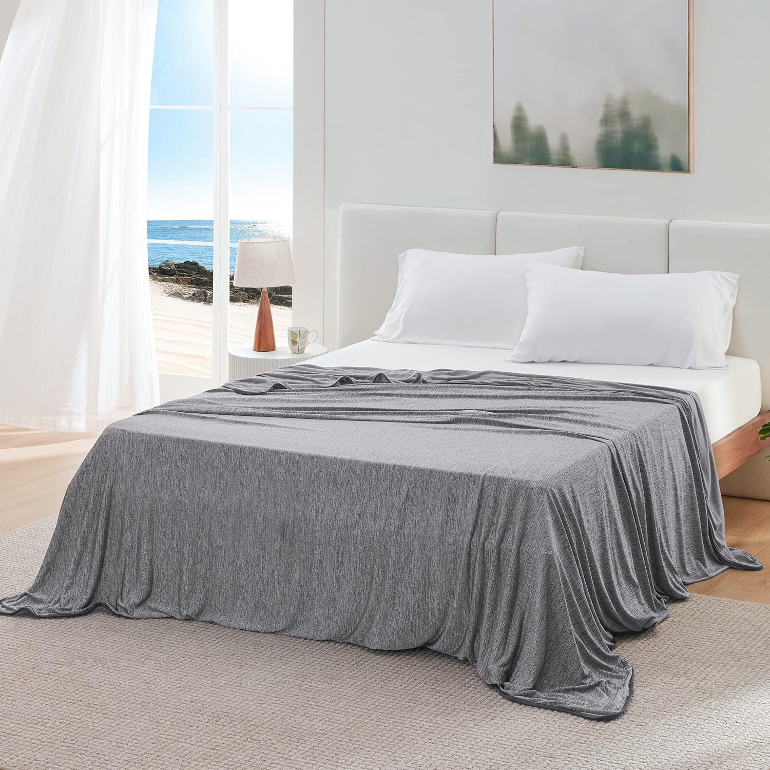Pink Cooling Throw Blanket 100x150CM - Ultra Lightweight Breathable All-Season Quilt, Hand / Machine Washable