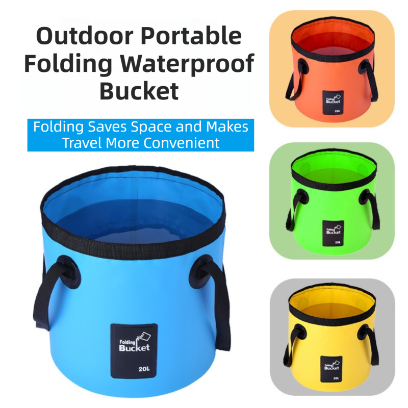 20L Green Outdoor PVC Folding Water Bucket - Portable Fishing Barrel, Camping Water Storage, Car Washing Bag