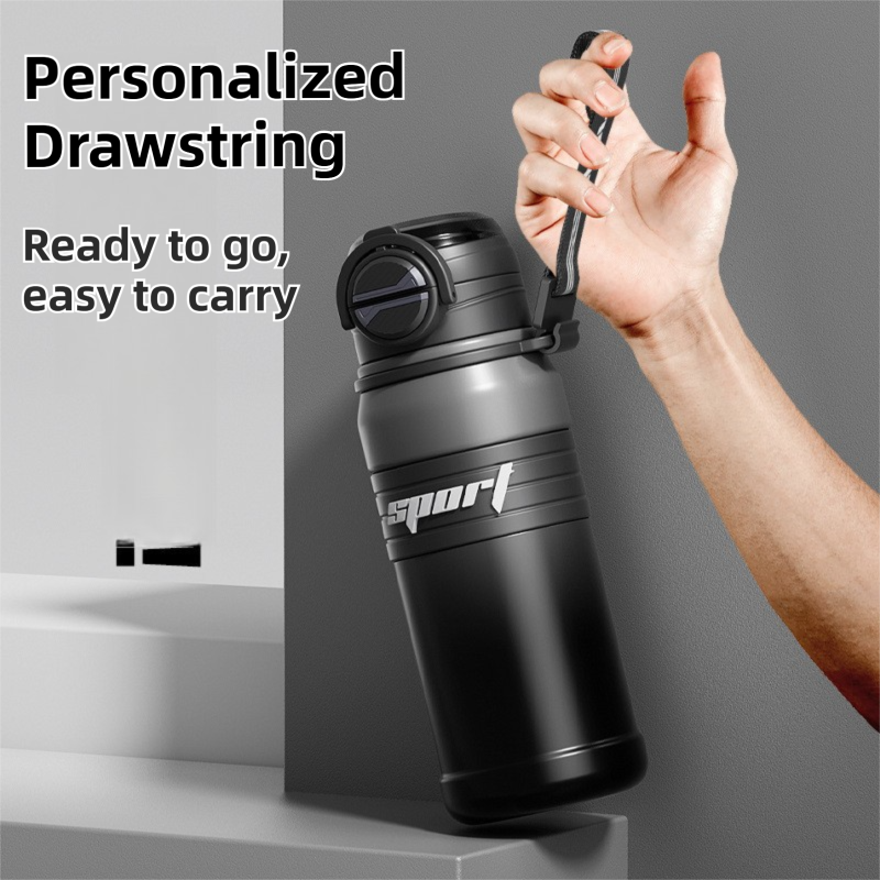 Gradient Black 670ml Large Capacity Sports Insulated Tumbler - 316 Stainless Steel Straw Water Bottle, Dual-Use Lid for Travel & Outdoors