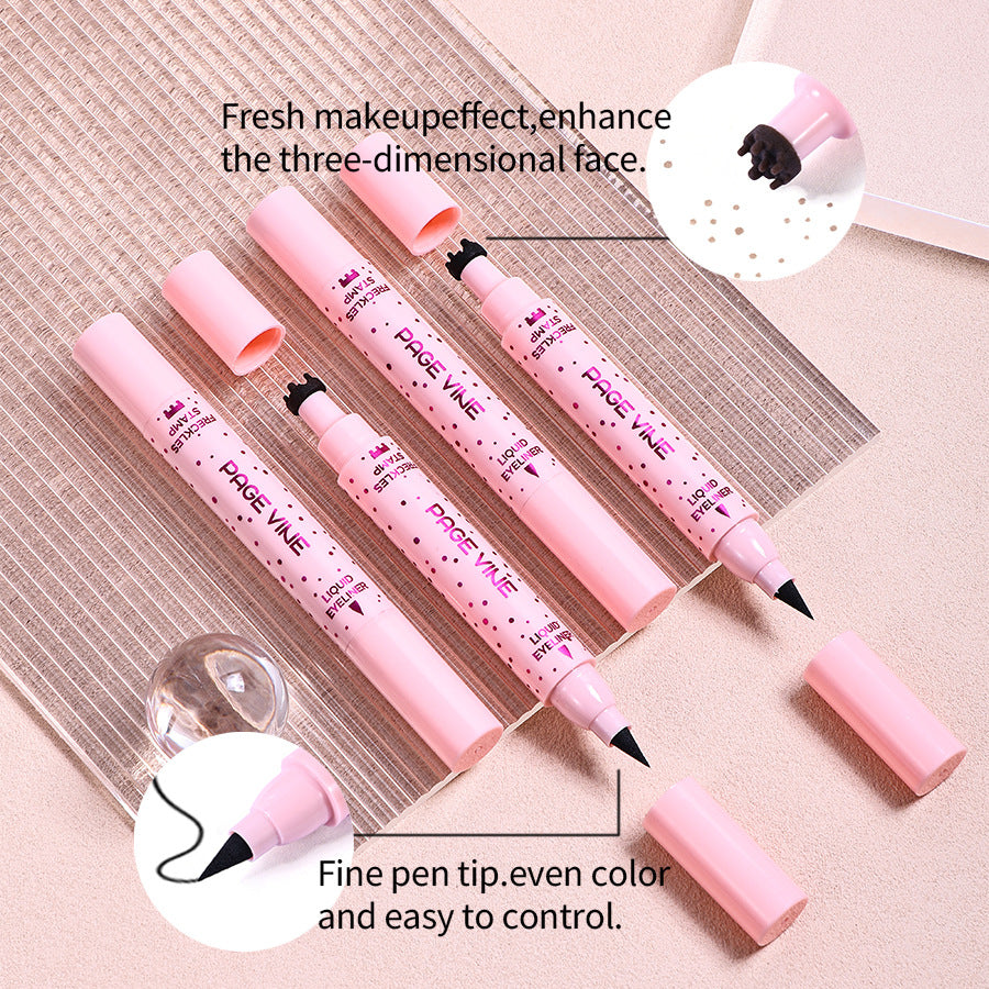 2-Pack #02 Medium 2-in-1 Double-Headed Freckle Pen & Eyeliner - Natural & Long-Lasting, Easy Coloring for Sun-Kissed Look