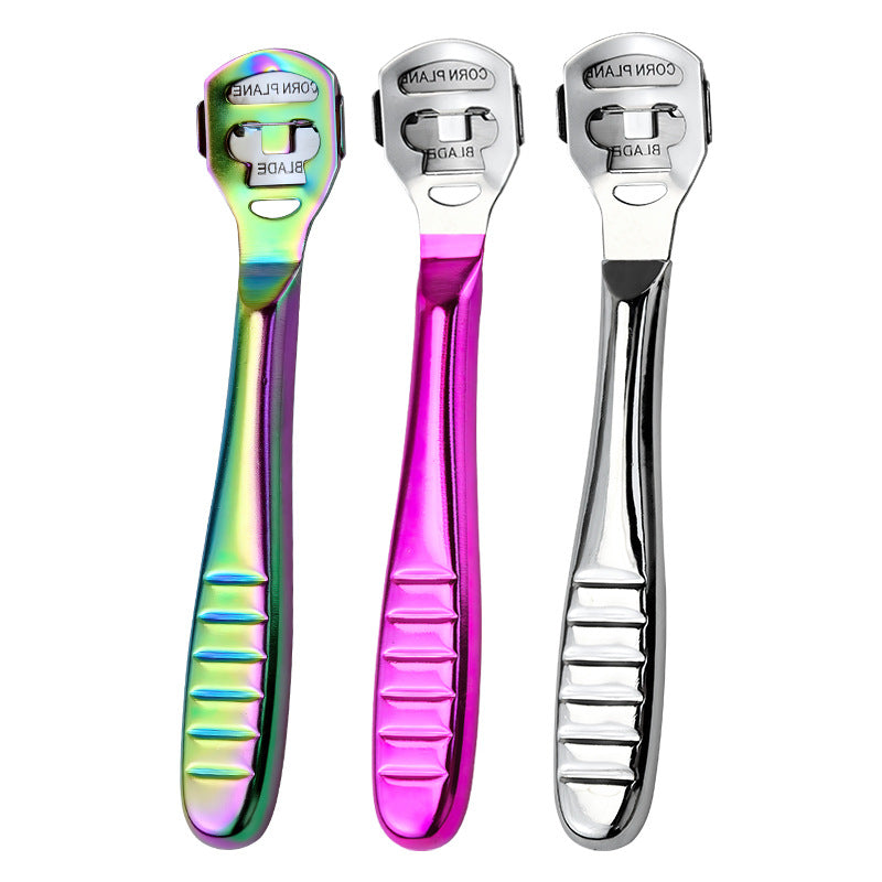 2-Pack Stainless Steel Foot Planer and Callus Remover - Professional Pedicure Tool for Dead Skin and Hard Calluses (Color Titanium)