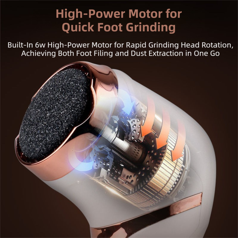 Black Portable Electronic Pedicure File Set - Waterproof Electric Foot Callus Remover with Dual-Speed and LCD Display, USB Rechargeable