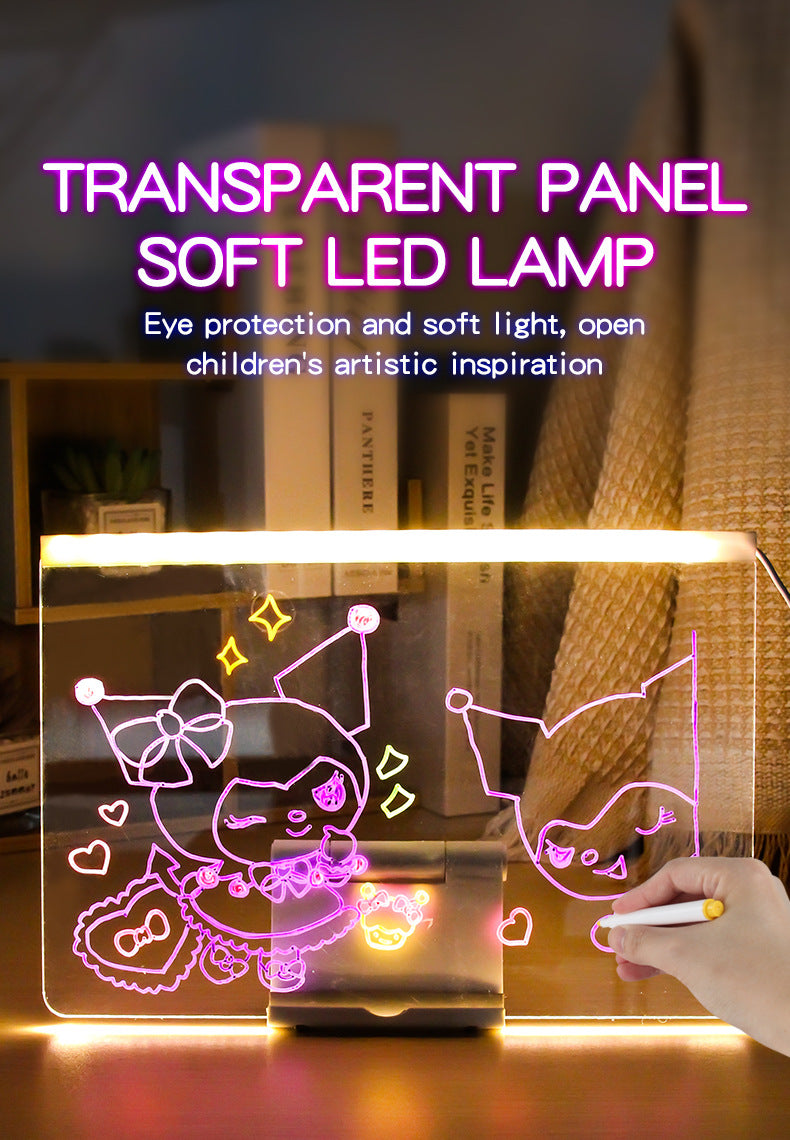 30x20CM LED Light-Up Tracing Doodle Board with 10 Brushes - Erasable Fluorescent Drawing Tablet for Kids, Creative Painting, and Interactive Decoration/Gift