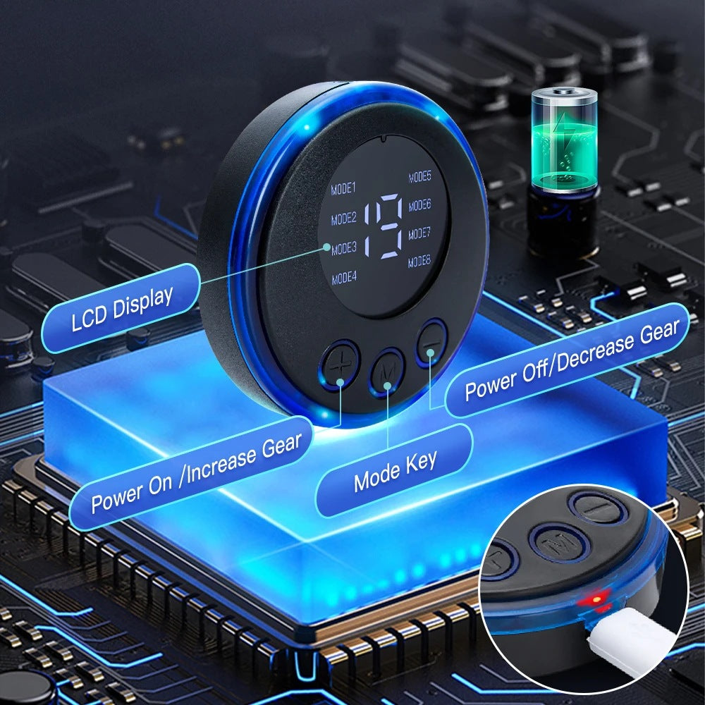 EMS Foot Massager Mat With 4 Adhesive Pads & Remote Control - Pulse Device for Foot Reflexology, Deep Tissue Massage, and Acupressure Stimulation