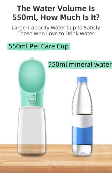 White Portable Dog Water Bottle and Drink Feeder - 550ml Pet Travel Water Cup for Walking, Hiking & Outdoor Use (High-Temperature Resistant)