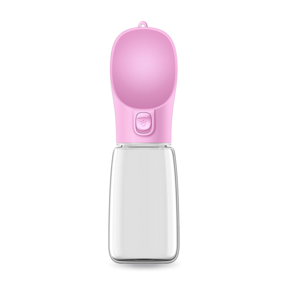 Pink Portable Dog Water Bottle and Drink Feeder - 550ml Pet Travel Water Cup for Walking, Hiking & Outdoor Use (High-Temperature Resistant)