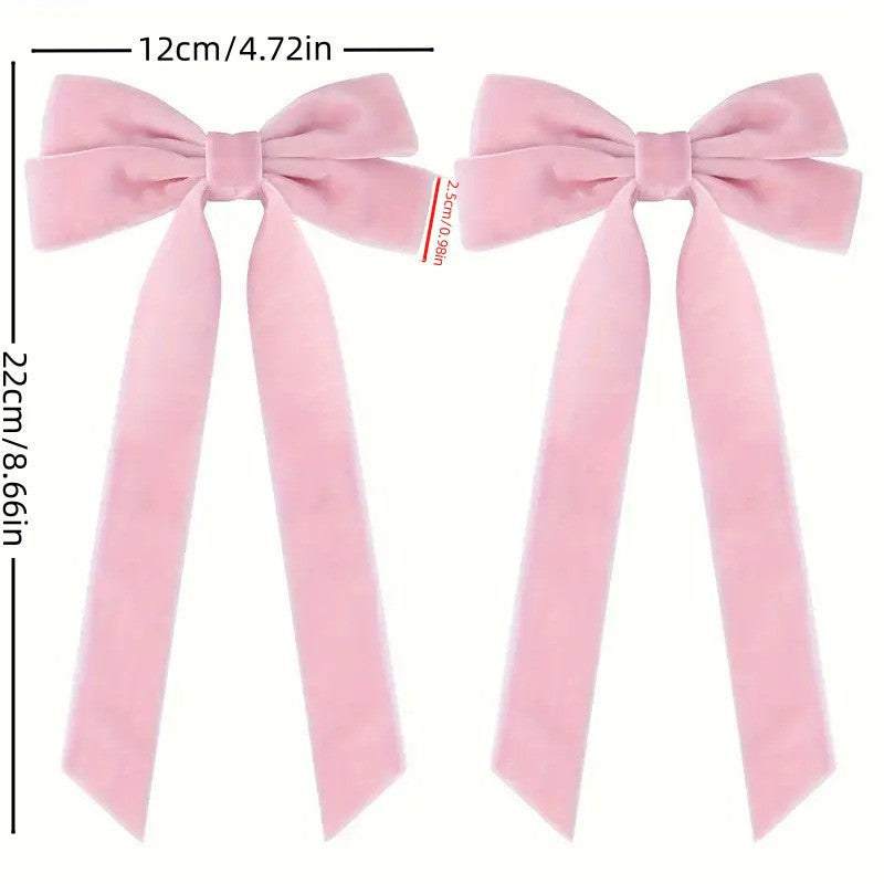 Luxury Velvet Bow Hair Clip Set (10 Pcs) - Simple Fashion Accessory for Princess Outfits and Party Decoration