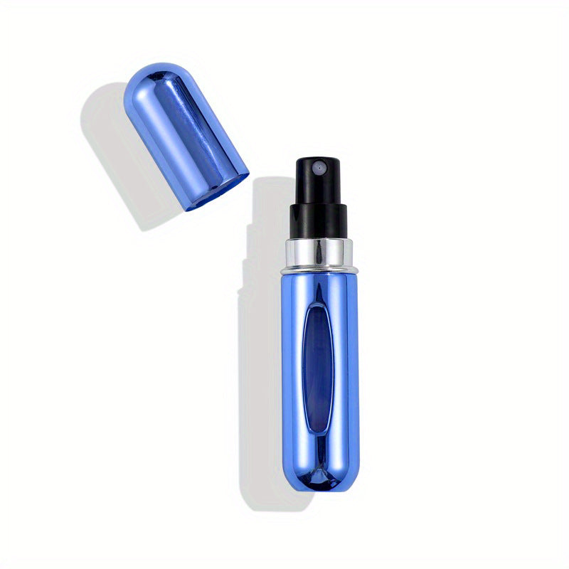 4PCS Blue Portable Perfume Atomizer Bottle(5ML) - Refillable Travel Scent Pump Case, Leak-Proof Aluminum Spray Atomizer