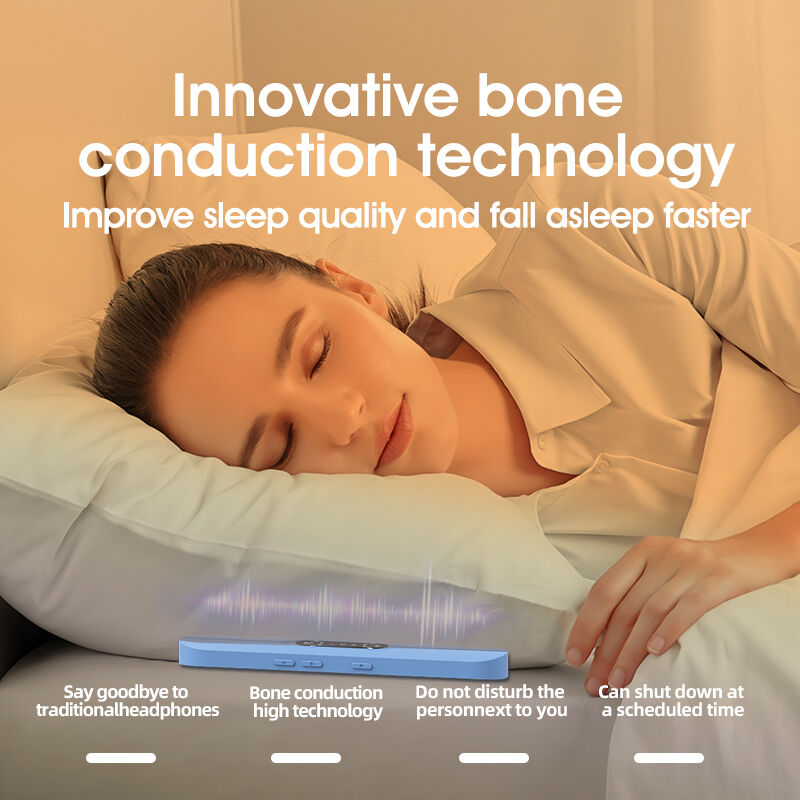 Black SMB-07 Bone Conduction Under-Pillow Speaker - Bluetooth 5.4 Ultra-Thin Sleep Aid Sound Bar with Dual Speaker Resonance & 36 Built-in White Noise Tracks