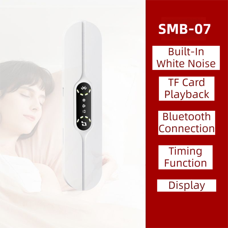 White SMB-07 Bone Conduction Under-Pillow Speaker - Bluetooth 5.4 Ultra-Thin Sleep Aid Sound Bar with Dual Speaker Resonance & 36 Built-in White Noise Tracks