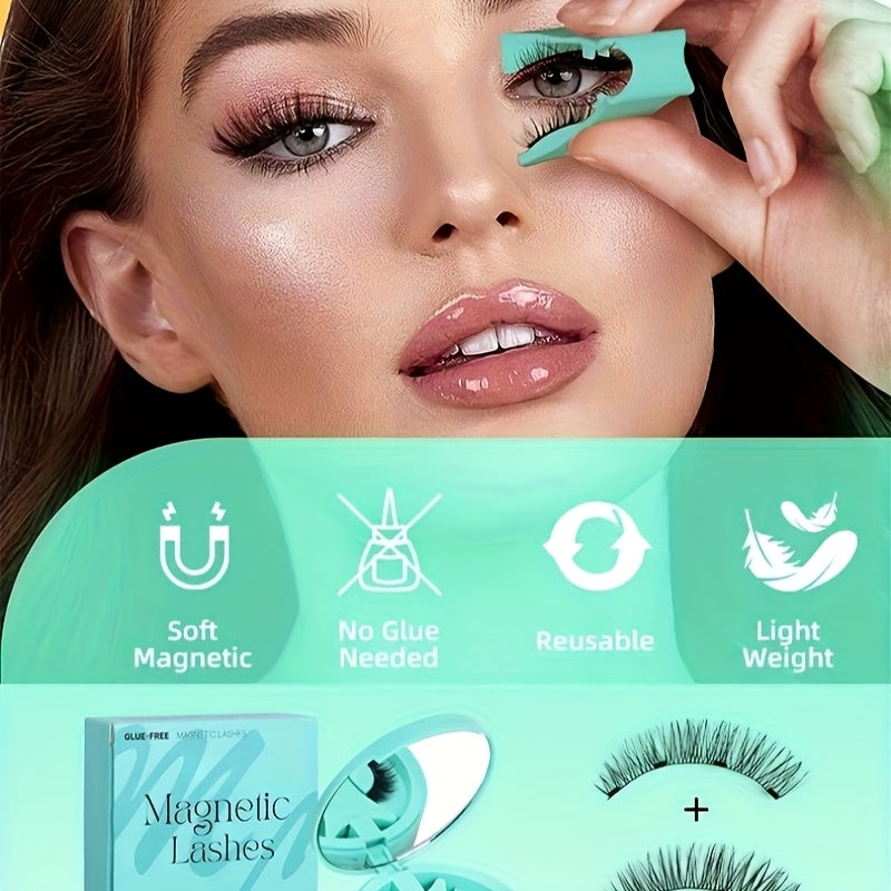 3-Set of 3D Magnetic Eyelash & Applicator (ZP06 4-Piece/Set) - Reusable, Glue-Free, Professional Makeup Tool, Alcohol-Free & Odorless